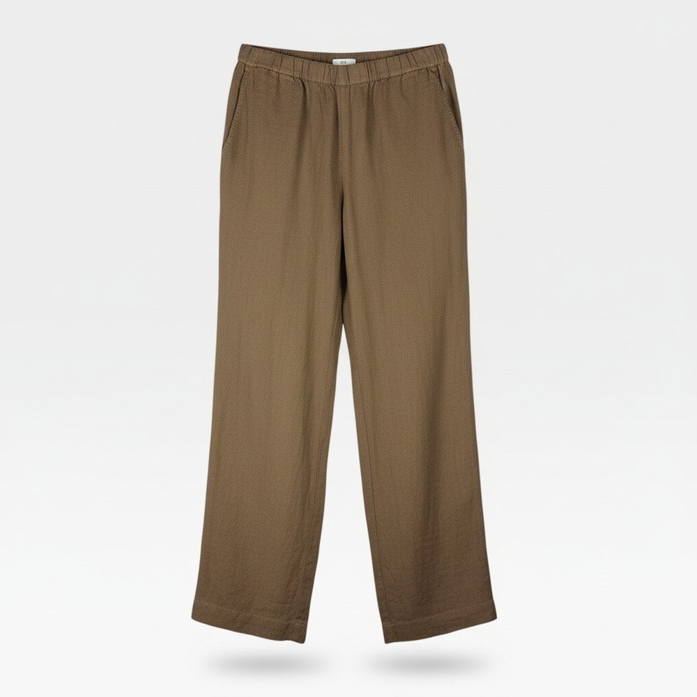 J. Jill Love Linen Pants Womens S Shiitake Brown 100% Linen Pull On Wide Leg NWT